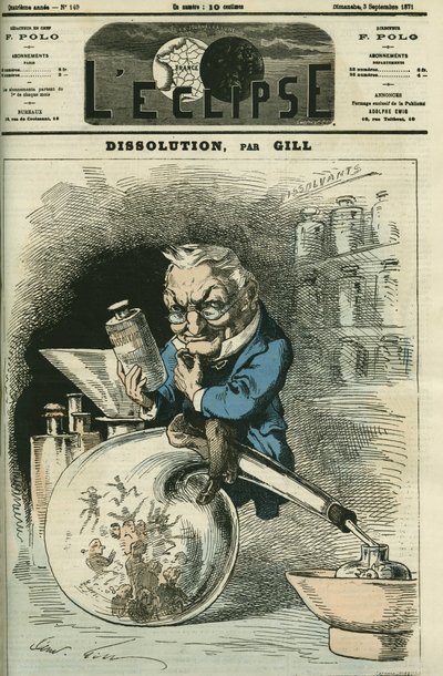 Opløsning, Adolphe Thiers (1797-1877), historiker og republikkens præsident. Cover i "" L
