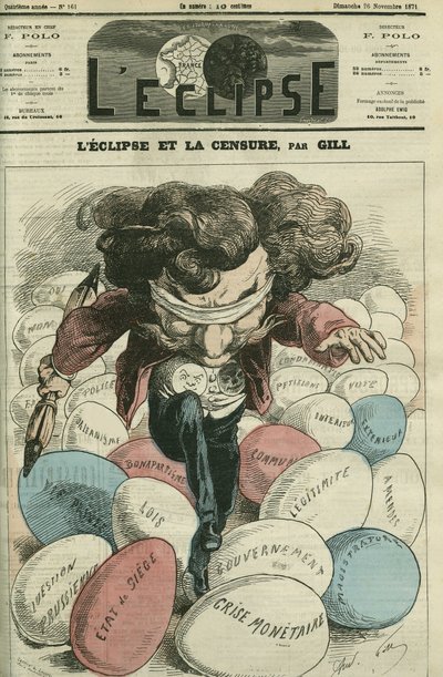 Eclipse and censur, en illustration af Gill, der går på ufs. Cover i "" L