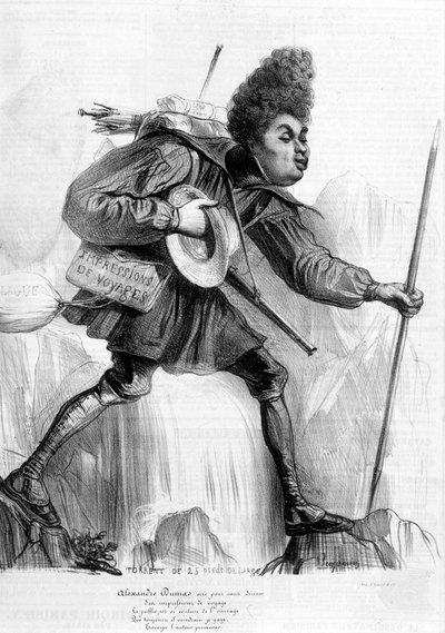 Humoristisk tegning på Alexandre Dumas Pere - i "" Charivari"", omkring 1840. af Andre Gill