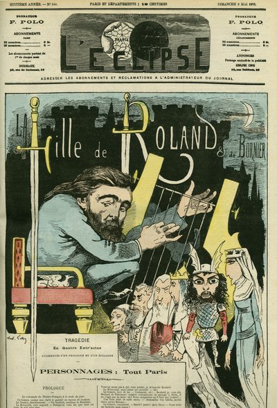 Illustration af teaterstykket "La Fille de Roland" af Etienne Charles Henri, Viscount de Bornier (1825-1901). Cover i "" L