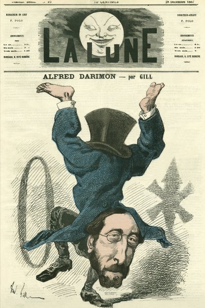 Portræt af Alfred Darimon (1819-1902), fransk politiker. Tegnefilm af Gill, i "La Lune", 28. december af Andre Gill