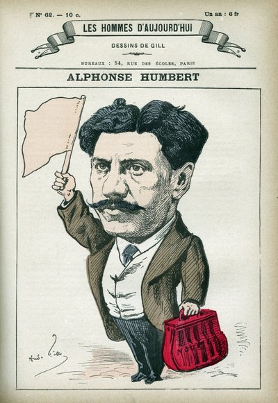 Portræt af Alphonse Humbert, en fransk og kommunal politiker, han blev sendt til Toulon Bagne i 1872 og til Noumea Bagne, før han fik amnesti i 1879. Tegneserie af Gill, Paris. af Andre Gill