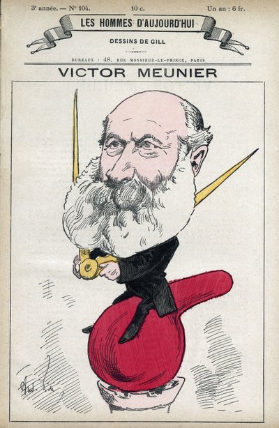 Portræt af Amedee-Victor Meunier (1817-1894), en videnskabelig journalist, han Iuvra i populariseringen af videnskaben. Tegnefilm af Gill, Paris. af Andre Gill