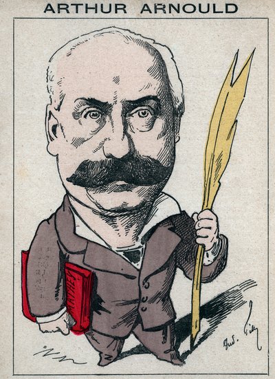 Portræt af Arthur Arnould (1833-1895), en fransk journalist og politiker, han deltog aktivt i Paris Commune - tegneserie af Andre Gill i "Les Hommes d