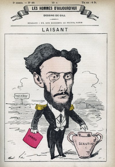 Portræt af Charles-Ange Laisant (1841-1893), fransk videnskabsmand og politiker. Tegnefilm af Gill, Paris. af Andre Gill