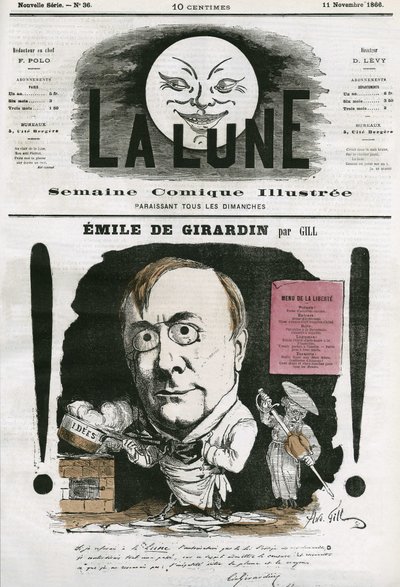 Portræt af Emile de Girardin (1806-1881), fransk journalist. Tegnefilm af Gill, i "Månen", 11. november af Andre Gill
