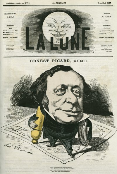 Portræt af Ernest Picard (1821-1877), fransk journalist og advokat. Tegnefilm af Gill, i "La Lune", 21. juli af Andre Gill