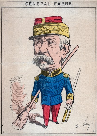 Portræt af Jean Joseph Frederic Albert Farre (1816-1887), en fransk soldat, han blev udnævnt til general i 1870 og krigsminister - tegneserie af Andre Gill i "Les Hommes d
