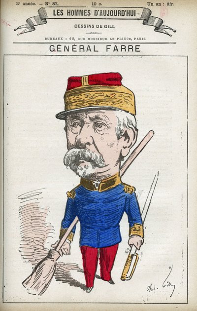 Portræt af Jean Joseph Frederic Albert Farre (1816-1887), en fransk soldat, han blev udnævnt til general i 1870 og krigsminister. Tegnefilm af Gill, Paris. af Andre Gill