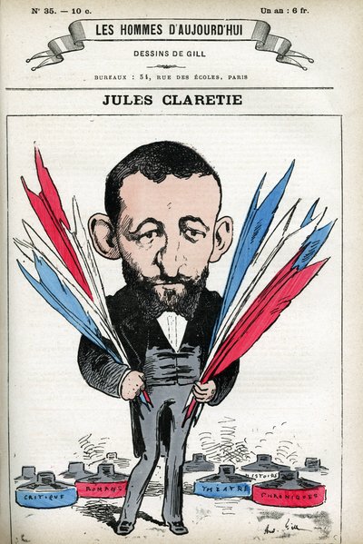 Portræt af Jules Claretie (1840-1913), fransk romanforfatter, dramatiker og kritiker. Tegnefilm af Gill, i "Les Homme d