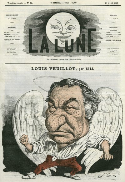 Portræt af Louis Veuillot (1813-1883), fransk journalist og brevmand. Tegnefilm af Gill, i "Månen", 21. april af Andre Gill