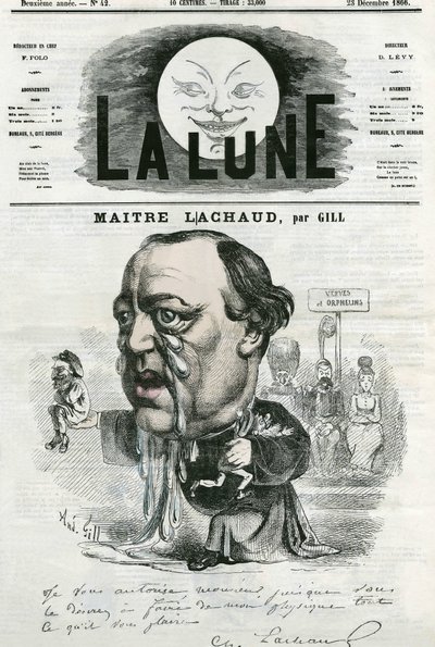 Portræt af Maitre Charles Lachaud (1817-1882), fransk advokat. Tegnefilm af Gill, i "" La Lune", 23. december af Andre Gill