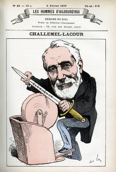 Portræt af Paul-Armand Challemel-Lacour (1827-1896), politiker, diplomat og historiker af fransk filosofi. Tegnefilm af Gill, i "Les Homme d