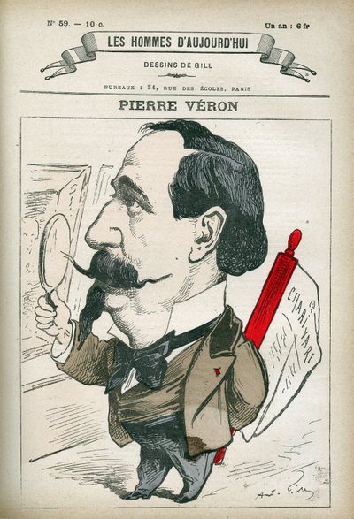 Portræt af Pierre Veron (1831-1900), fransk forfatter og digter. Karikatur af Gill, Paris. af Andre Gill