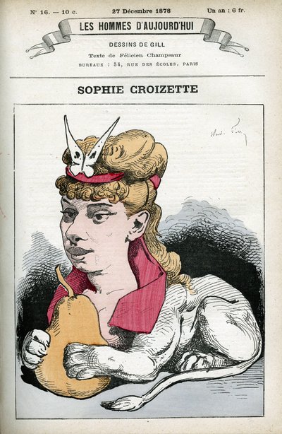 Portræt af Sophie Croizette, fransk teaterskuespillerinde. Karikatur af Gill, Paris. af Andre Gill