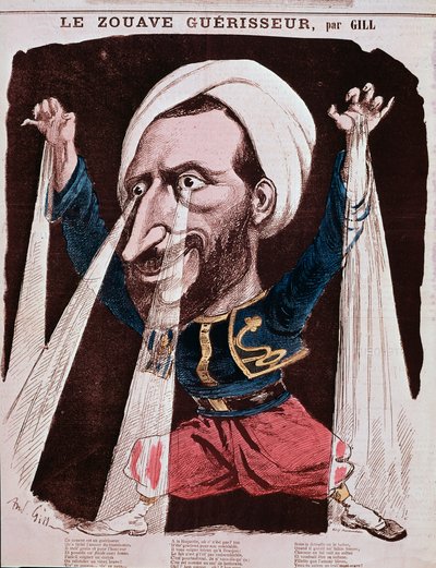 Portræt af healeren Jacob kaldet zouave Jacob (gravering af Andre Gill