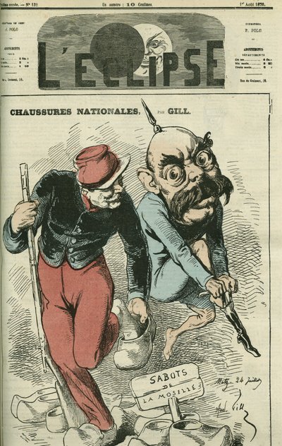 Sko Nationales, Otto von Bismarck (1815-1898) bytter sine støvler med træskoene ved Mosel. Cover i "" L