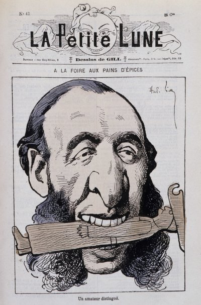 Honningkagemessen, en fremtrædende amatør: Karikatur af Jules Ferry antiklerical - i "Den lille måne"" af Andre Gill