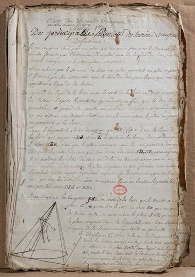 Ms 198 Page fra Traite des Sections Coniques, 1788 af Andre Marie Ampere