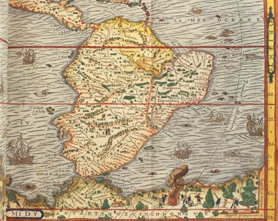 Kort over Sydamerika fra Cosmographie af Andre Thevet af Andre Thevet