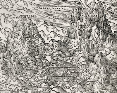 Bjergområde i Sinai, gravering af Andre Thevet (1504-1592), Paris, Frankrig af Andre Thevet