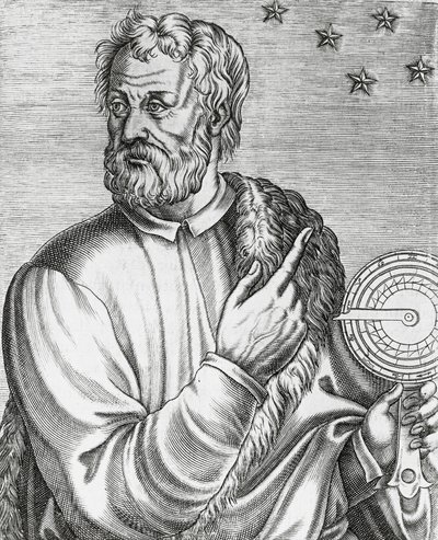 Portræt af Christopher Columbus (1451-1506), italiensk navigatør, gravering fra The True Portraits and Lives of Illustrious Men af Andre Thevet
