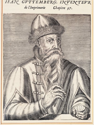 Portræt af Johann Gutenberg (Mainz, ca. 1394-1399-Mainz af Andre Thevet