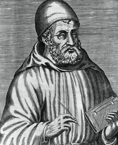 Portræt af John Duns, almindeligvis kaldet Duns Scotus (1265 eller 1266-1308), skotsk filosof og teolog, gravering af Andre Thevet (1504-1592) fra The Real Portraits and Lives of Illustrious Greek, Latin and Pagan Men af Andre Thevet