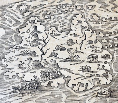 Trinity Island, gravering fra Universal Cosmology, af Andre Thevet (1504-1592), Paris af Andre Thevet