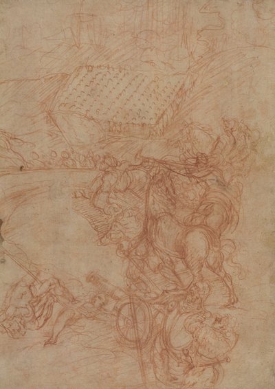 Slaget ved Spoleto, ca. 1575 (rødkridt på papir) af Andrea (1539-1614) Vicentino