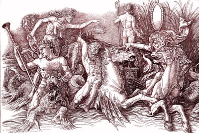 Merijumalien taistelu Andrea MANTEGNA (1431-1506) jälkeen. af Andrea (after) Mantegna