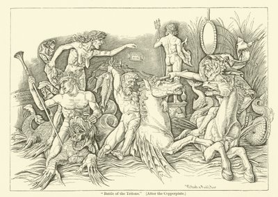 Battle of the Tritons (gravering) af Andrea (after) Mantegna