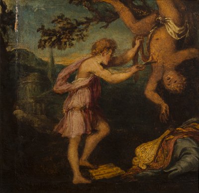 The Flaying of Marsyas (olie på træpanel) af Andrea Schiavone