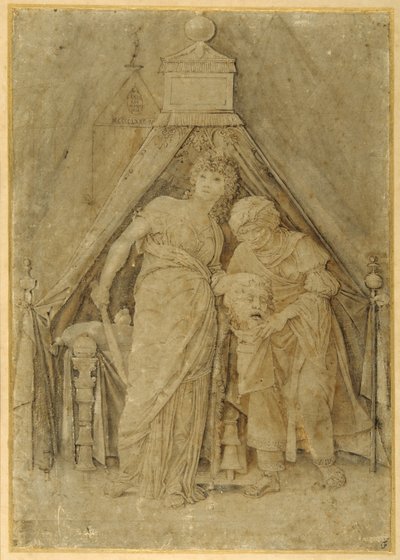 Judith med hovedet af Holofernes, efter Mantegna (pen & brun blæk med brun vask) af Andrea (follower of) Mantegna