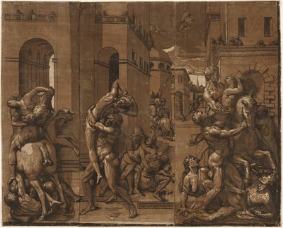 Bortførelsen af de sabinske kvinder, 1585. af Andrea Andreani