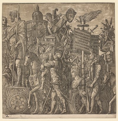 Julius Cæsars triumf: kolossale statuer og belejringsudstyr, 1593-99. af Andrea Andreani