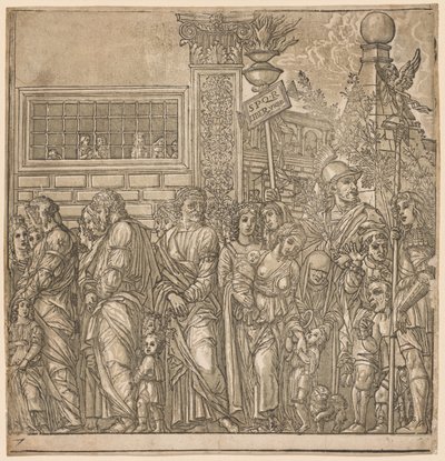 Julius Cæsars triumf: Procession af mænd, kvinder og børn, 1593-99. af Andrea Andreani