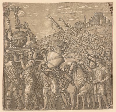 Julius Cæsars triumf: soldater, der bærer vaser, 1593-99. af Andrea Andreani