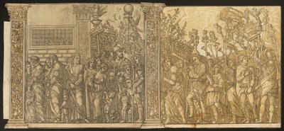 Julius Cæsars triumf [nr. 7 og 8 plus 2 søjler], 1599. af Andrea Andreani
