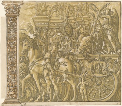 Julius Cæsars triumf [nr. 9 plus 2 søjler], 1599. af Andrea Andreani