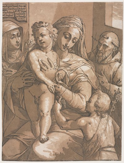 Jomfru og barn med St. John, St. Catherine of Siena og St. Francis af Andrea Andreani