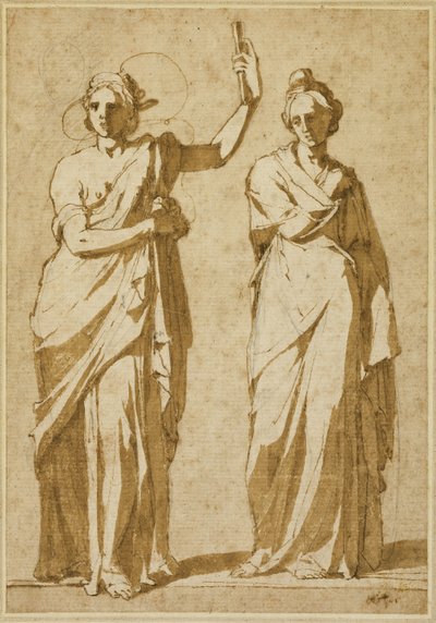 To stående kvindefigurer (Studier efter klassiske statuer) af Andrea Boscoli