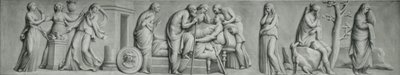 Et grisaille-panel, der viser scenen for Meleagers død af Andrea Casali