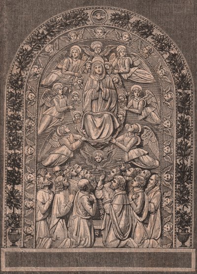 Antagelse af Jomfru, af Andrea della Robbias værksted (1435-1525 eller 1528), Pinacoteca di Citta di Castello, Umbrien, Italien, træsnit fra Le cento citta d