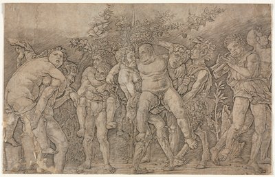 Bacchanal med Silenus. af Andrea Mantegna