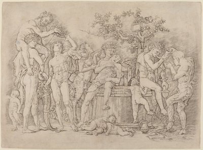 Bacchanal med en vin Vat af Andrea Mantegna
