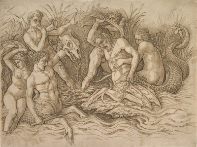 Battle of the Sea-Gods højre halvdel, ca. 1485-88. af Andrea Mantegna