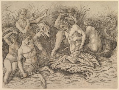 Havgudernes kamp (frisens højre del) af Andrea Mantegna