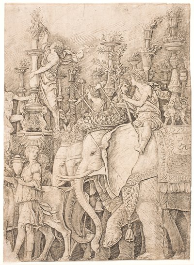 Elefanter bærende fakler af Andrea Mantegna