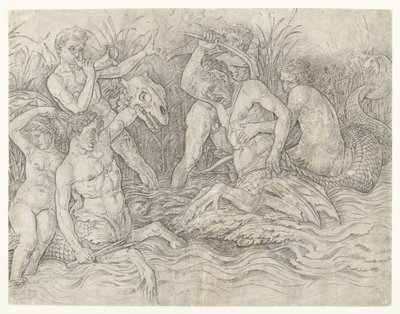 Kamp mellem tritoner med nereider på ryggen Slaget ved havguderne af Andrea Mantegna